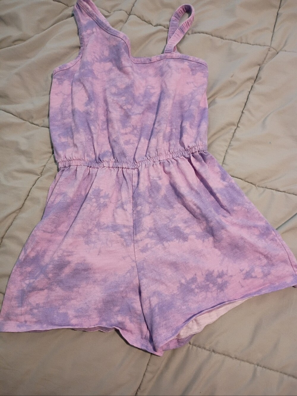 Purple  Tie-Dye Kids Romper - Picture 3 of 3